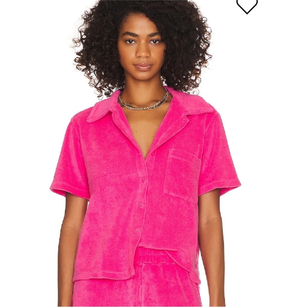 NWT - Monrow Terry Cloth 2 piece shorts set Vibrant Pink - size Small